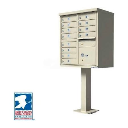 Florence Mfg Co Vital Cluster Box Unit, 12 Mailboxes, 1 Parcel Locker, Sandstone 1570-12SDAF